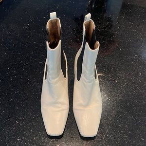 Sam Edelman off white leather ankle boots